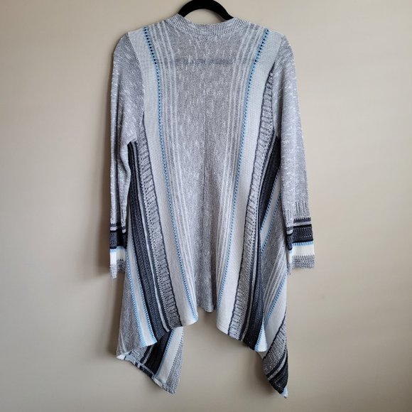 Altar'd State Womens Cardigan Sweater Size Large Waterfall Front Knit Stripes - Picture 7 of 7